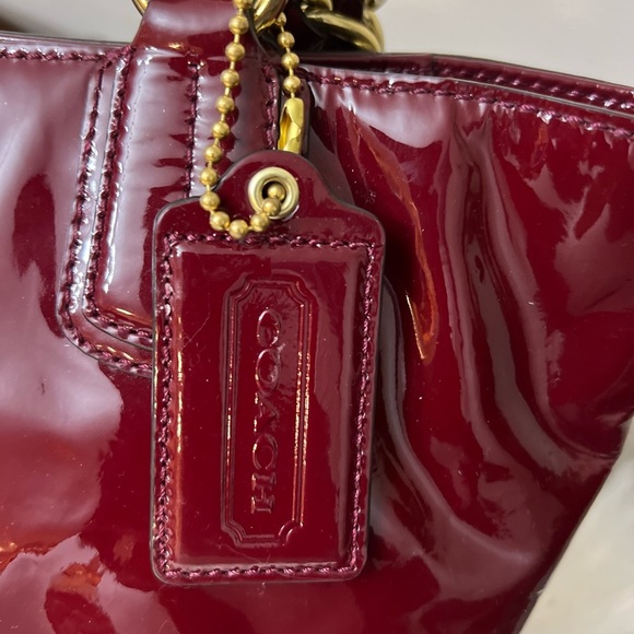 Coach Burgundy Patent Leather Tote - Picture 2 of 14